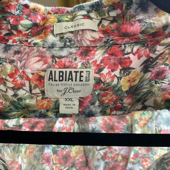XXL J. Crew Linen Italian Linen Shirt in Pink Floral - Picture 2 of 3